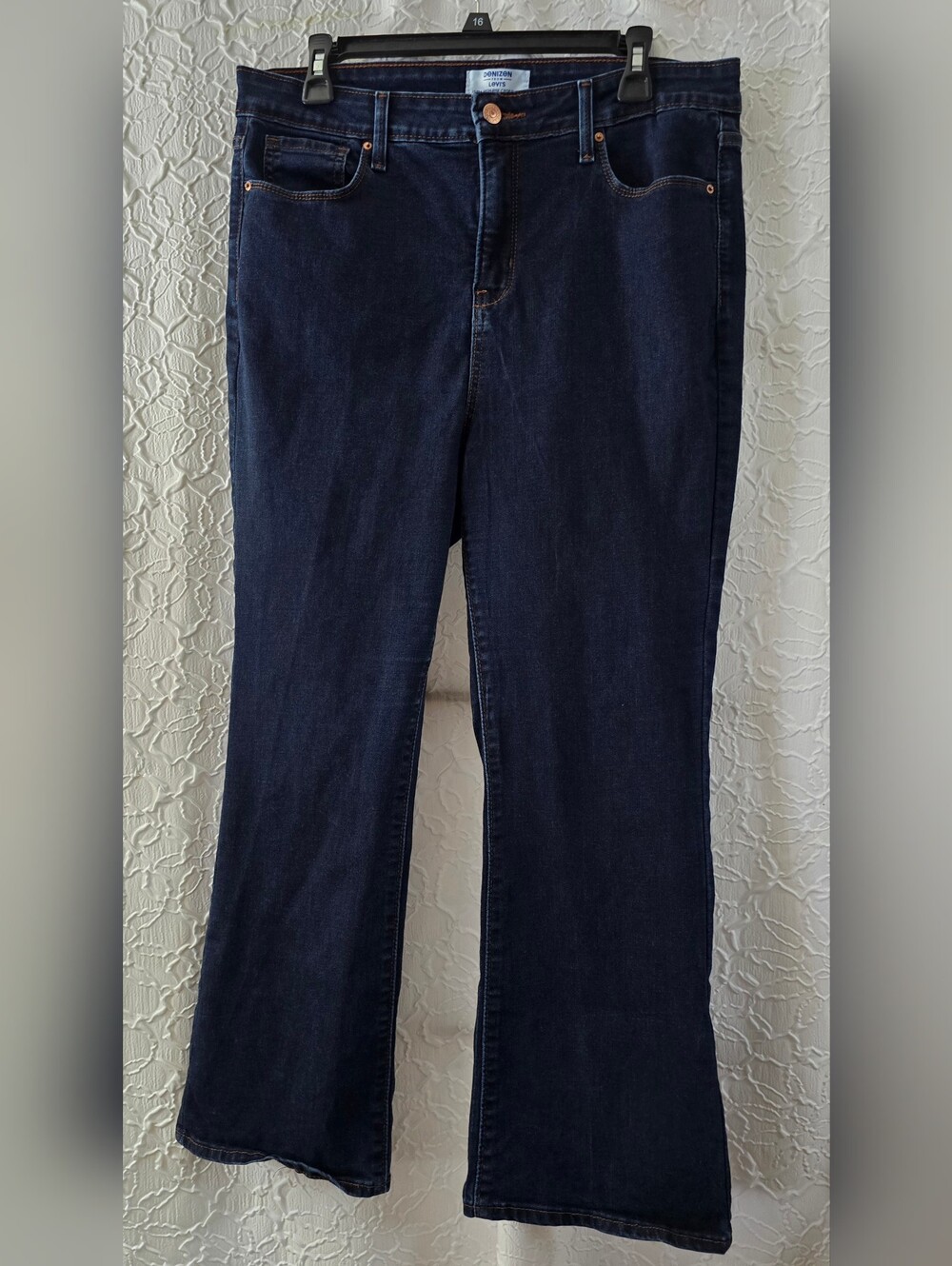 Denizen From Levi's Jeans Womens Ultra High Rise Crop Flare Blue Denim Sz 14